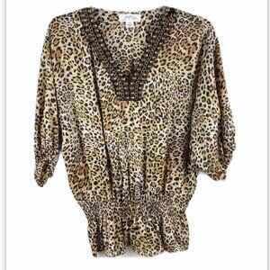 Josephine Studio Silky Leopard Print Studs Top